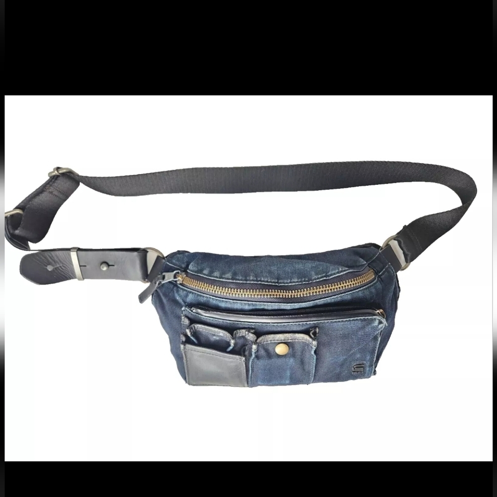 G-Star Raw Denim & Leather Waist-bag Fanny Pack Crossbody Bag Distressed Raw 30Y